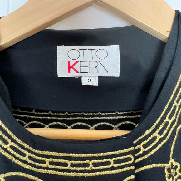 Vintage Otto Kern Black Silk Gold Embroidered Sequin Embellished Blouse Size Med - Picture 11 of 12